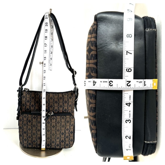 FOSSIL MONOGRAM CANVAS LEATHER CROSSBODY/SHOULDER TRAVEL BAG W/MATCHING WALLET - Picture 8 of 16